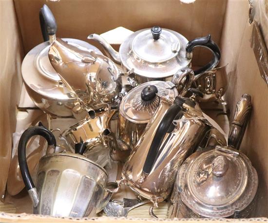 A quantity of silver plated tea / coffee wares